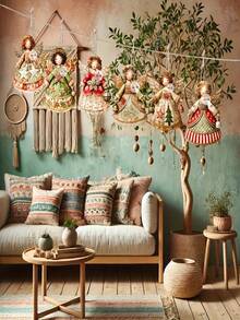 6-12 pezzi Ciondolo decorativo natalizio in legno retrò a forma di angelo per albero di Natale, decorazione per la casa