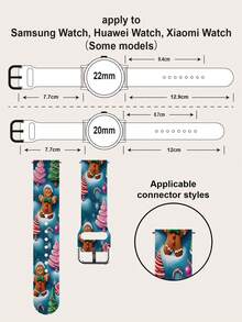 1pc Christmas Gift Snowflake Gingerbread Man Soft Elastic Breathable Comfortable Wristband Replacement Watch Band Compatible With Samsung, Garmin, Honor Smartwatches, 38mm 40mm 41mm 45mm 44mm 42mm 46mm 49mm, Fashionable Casual Multi-Color Silicone Watch Band Compatible With Apple Watch Ultra Series SE/11/10/9/8/7/6/5/4/3/2/1