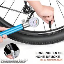 Bomba de Bicicleta con Manómetro,Bomba de Bicicleta portátil,Bomba de Aire de Alta presión de 120PSI con Soporte de Montaje,Bomba de Bola con Aguja,para Infla Neumáticos,MTB - azul - Ver 8