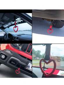 1Pc Rings Heart Shaped Car Handle Straps Drift Charm Rear Bumper Warning Ring Decor Subway Bus Broken Heart Handle For Car Interior