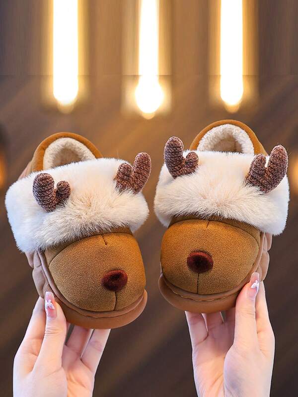 Pantuflas cerradas con diseño de dibujos animados lindos y antideslizantes para niños y niñas de 2 a 8 años, invierno