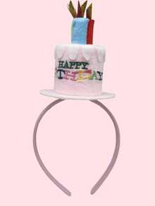 1pc Children's Birthday Princess Candle Cake Hair Hoop Headband Happy Birthday Party Prop Headpiece, Suitable For Birthday Parties
