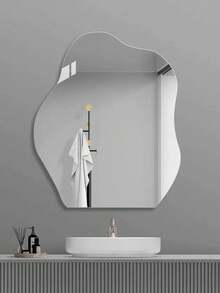Acrylic Cloud-Shaped Wall Mirror, Adhesive Bathroom Soft Mirror, Asymmetrical Makeup Mirror, No Drilling Required - Multicolor - View 5