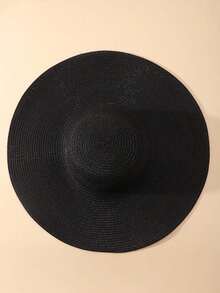 Fashion Summer Large Brim Straw Hat Beach, Vacation And Casual - 淺褐色的 - 查看 2