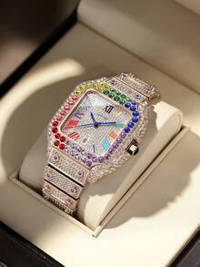 DAYAND NIGHT Premium Luxury Diamond Wristwatch, Fashionable Elegant Quartz Watch For Men And Women, Suitable For Business Or Casual Wear. Perfect Gift For Valentine's Day, Anniversary Or Birthday. Bestseller, Iced Out Moissanite Roman Watch - Nhiều màu - Xem 2