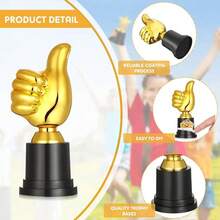 1 Set Plastic Gold Trophy, Thumbs Up Design, Suitable For Office Rewards, Employee Recognition, Event Prizes, Lightweight & Durable, Creative Motivational Gift - Multicolor - View 3