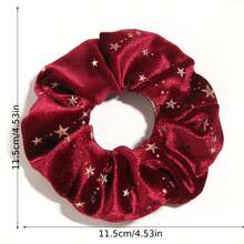 4 pezzi Scrunchies soffici, morbidi e delicati per i capelli, con stampa a stelle, nei colori nero/marrone/rosso/blu navy. Elastici versatili per capelli, accessori per capelli in gomma, fermacode per coda di cavallo, elastici per capelli, corda per capelli, lacci elastici per capelli