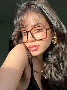 1 pièce/3 pièces Lunettes de mode à grand cadre carré en acrylique de style bohème pour femmes, pour la lecture quotidienne et les déplacements professionnels