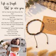 Inspirational Gifts Bracelets For Women Healing Natural Stone Bracelets - Get Well Soon Gifts For Women Best Friends Sister Girls - Life Is Tough But So Are You Bracelet - A-a 碧玉石-生活艱難 - 查看 3