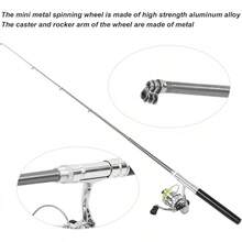 RiToEasysports Kit de Caña de Pescar, Combo de Rueda de Carrete de Caña de Pescar Portátil Retráctil de Bolsillo con Forma de Bolígrafo para Pesca de Agua Dulce y Agua Salada - Negro - Ver 5