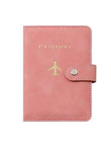 1pc Passport Holder Minimalist Travel Accessory, Convenient Storage Passport Multi-Card PU Passport Holder, Snap Closure, Faux Leather Lining, Airplane Pattern, Holiday Supplies, Travel Items, Passport Wallet, Travel Accessories, Business Casual Woman And Man, Travel Essentials, Travel Must Haves, For Travel And Back To School, For Gift Giving Family Friends Lovers