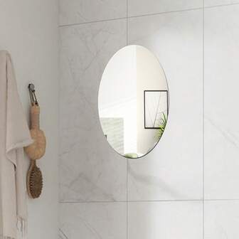 Espejo de baño ovalado de acrílico: montado en la pared, autoadhesivo, diseño sin marco para una instalación segura y resistente a los golpes sin daños. Listo para usar de inmediato - complementa perfectamente los estilos de baño contemporáneos