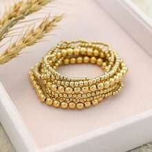 7-Piece Gold Bead Bracelet Stackable Multifunctional Bohemian Beach Style Self-Combined Bead Chains Versatile Daily Wear No Clothes Picking Exquisite Single Layered Wear Quality Details Comfortable Beach Party Vacation - Vàng - Xem 5