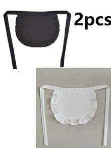 1件/2件女仆角色扮演围裙女仆角色扮演服装半围裙女服务员仆人服装女仆围裙可爱公主风格围裙日常围兜中国小厨师围裙 - 彩色 - 查看 14