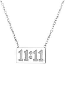 1pc Fashionable Gold Stainless Steel Angel Number 11:11 Lucky Digit Pendant Necklace, Women's Daily Protective Jewelry, Christmas & Birthday Gift