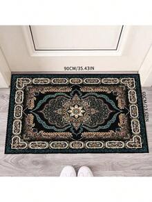 Grand tapis de zone abstrait - Doux, durable, antidérapant, décoration intérieure, avec un design mandala complexe en bleu, or et rouge. Convient pour le salon, la chambre à coucher ou le bureau, tapis de salon