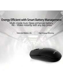 Lenovo N210便攜式無線滑鼠 輕薄設計易攜帶 低功耗自動休眠 精準感應器 防滑滾輪 即插即用穩定連接 - 黑色 - 查看 6