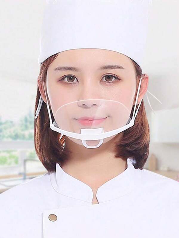 10 piezas de máscaras transparentes reutilizables antivaho, máscaras protectoras transparentes de plástico antisaliva para restaurante, belleza, chef y camarero, accesorios para maquillaje y tatuajes