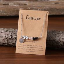 1pc Bohemian Style Natural Stone Necklace With 12 Zodiac Birthstone Pendants - Astrology Constellation ​Personalized Aries​,Taurus​​,Gemini​​,Cancer​​​​,Leo​ ,Virgo​,Libra​,Scorpio​​,Sagittarius​​,Capricorn​,Aquarius​​,Pisces​ Jewelry Perfect Birthday Gift For Her Women, Men, Daughte, Wedding Party Mother's Day Christmas Versatile Everyday Wear (Stone Shape, Size, And Color May Vary)