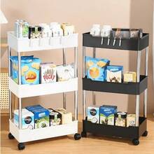 1 Piece 2/3/4 Widened Rolling Storage Cart Trolley, Bathroom Storage Mobile Rack, Multi-Functional Practical Rack, Kitchen, Laundry Room, Bedroom, Office Storage And Organization, Cart Storage Rack, Multi-Functional Kitchen Vegetable Tray Drip Rack, Bathroom Skin Care/Shower Gel/Towel Storage Rack, Household Storage Rack - Multicolor - View 7