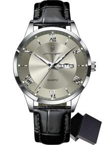 POEDAGAR 1pc Casual Men's Stainless Steel Wrist Watch With Calendar Display, 30M Water Resistant, Luminous, Fashionable Quartz Watch For Men, Suitable For Daily Wear, Birthday Gift - one-size - View 21