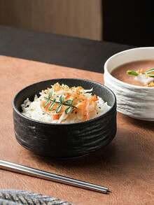 1 Marble Patterned Bowl, High-End Single Serving Grain/Rice Bowl, Suitable For Creative Rock Patterned Bowls In Kitchens And Restaurants, High-End Home Feel, Single Person Rice Bowl, New Plastic Bowl, Dessert Bowl, Commercial Black Bowl, Small Bowl