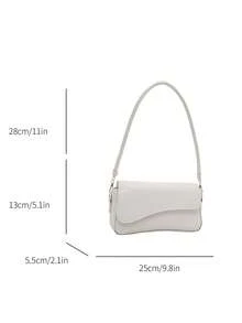 Fashionable Solid Color Asymmetrical Flap Vintage Minimalist Elegant Shoulder Bag - Beige - View 5