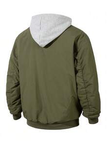 Men's Winter Warm Thick Jacket, Casual Hooded Biker Jacket Jacket, Suitable For Outdoor Wear