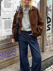 Chaqueta y forro polar retro para mujer, otoño/invierno - Marrón - Ver 4