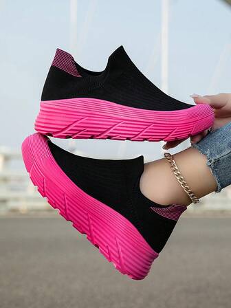 Women's Thick Sole Slip-On Casual Shoes, Minimalist Design, Fashionable And Comfortable For All Seasons, Stylish Everyday Wear