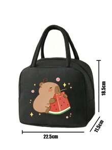 便携式双层保温午餐包，水豚图案，儿童防漏午餐包，可重复使用，适合上学、上学、上学等场合，男女通用，可调节肩带，保温保冷包，非常适合工作、办公室、野餐、海滩等场合，保温旅行两相宜。 - 彩色 - 查看 5