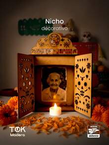 Altar Dia de los Muertos de Madera MDF Nicho Portarretrato para Ofrenda y Decoración Christmas Navidad Navideño altar Día de los Muertos madera MDF nicho portarretrato ofrenda decoración accesorios altar navidad Christmas navideño altar madera portarretrato ofrenda accesorios navidad decoración - Café integral - Ver 1