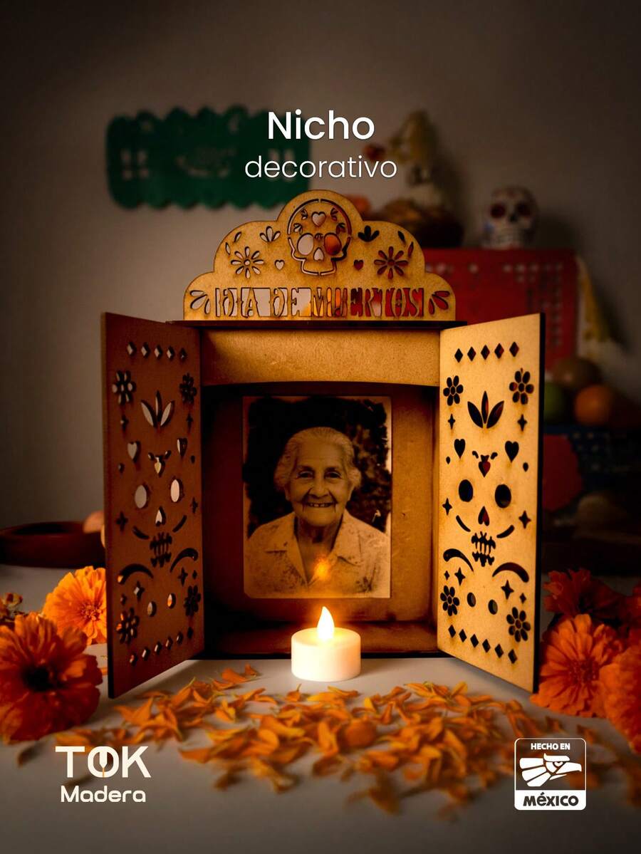 Altar Dia de los Muertos de Madera MDF Nicho Portarretrato para Ofrenda y Decoración Christmas Navidad Navideño altar Día de los Muertos madera MDF nicho portarretrato ofrenda decoración accesorios altar navidad Christmas navideño altar madera portarretrato ofrenda accesorios navidad decoración - Café integral - Ver 1