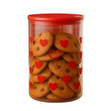 Potes Para Mantimento Com Tampa Hermético Plástico Estampa de Coração 600ml/1000ml/1400ml