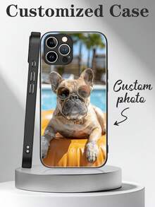 1 Stück personalisierter, modischer und süßer Paar/Haustier/Schwarz Weich Handyhülle, geeignet für GalaxyS22/S23Ultra, A14, IPhone11/12/13/14/15 Pro Max, Fotos von Leben, Familie, Reise, Hochzeit - Schwarz - Übersicht 2