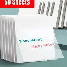 50pcs Clear Waterproof Adhesive Stickers, For Notebook, School Stationery And Office Supplies Back To School - 彩色 - 查看 1