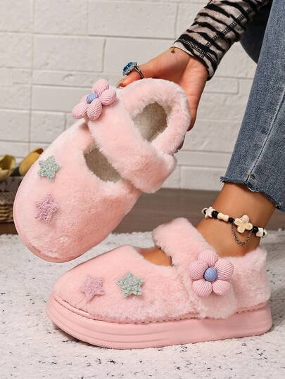 Botas de nieve para mujer invierno 2025, pantuflas de casa con forro de felpa cálido y suela gruesa para uso en exteriores