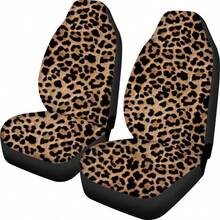 Dellukee Car Seat Cover Pard Print Cute Soft Universal 2pc Front Car Seat Covers Protectors For Most Car Truck SUV Van - Leopard - View 2