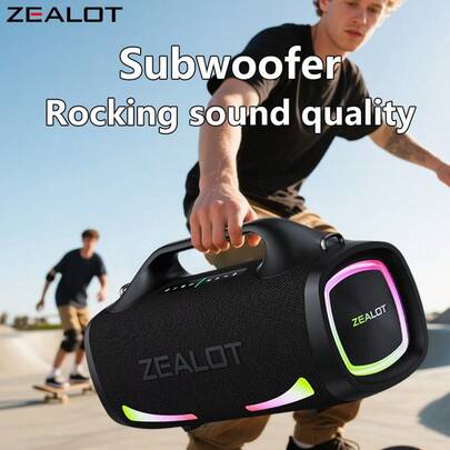 ZEALOT Altoparlante senza fili Zealot-S79 Pro | Potenza 100W (40W*2 woofer +10W*2 tweeter) Batteria 24000mAh e impermeabile IPX6 TWS Multi-Sync fino a 20 unità, ricarica rapida 5A, riproduzione da scheda TF per avventure all'aperto, casa theater, feste dal vivo, power bank di emergenza