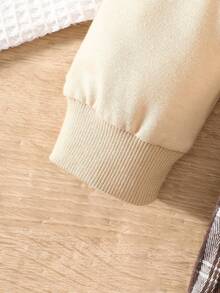 1pc Girls Casual "My Cat" Letter, Bow & Cat Graphic Soft Knit Long Sleeve Sweatshirt Dress, Autumn/Winter - Apricot - View 4