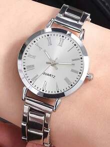 1 buc. Ceas de mână pentru fete, curea din oțel de culoare aurie, cifre romane, cadran mic, mic și romantic, potrivit pentru decor zilnic, naveta zilnică, prima alegere de cadou pentru ea, potrivit pentru cadou de sărbători și ca un cadou suvenir.