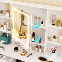 100cm Modern White Vanity Set With LED Mirror & Stool, 7-Drawer Storage + Tiered Shelves - Large Dressing Table With LED Adjustable Brightness - Girls Bedroom Furniture With Stool Included, Space-Saving Design, Easy Assembly Required - Ideal For Teen Girls & Women - Modern Makeup Dressing Table Set, Vanity Makeup