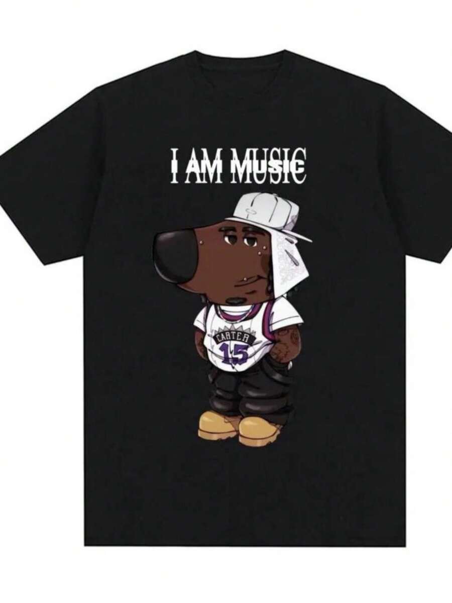 Playboi CartiS Chill Guy I Am Music Funny Meme T Shirt Unisex Fashion Hip Hop  T Shirts Men High Quality  T-Shirts - 黑色 - 查看 1