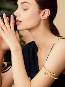 6pcs Minimalist Metal Arm Cuff Bracelets, Adjustable Open Bangle Set, Suitable For Daily Wear, Street Style And Vacation - A0007T-7 - View 3