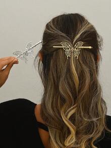 Nuovo accessorio per capelli fatto a mano, vintage, con farfalla cava e fiore, fermaglio per capelli, spilla per capelli da sposa, accessorio per chignon, fermagli per capelli