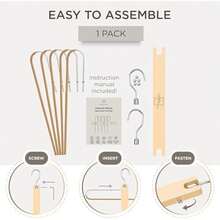 MORALVE Pants Hangers Space Saving -  European Beechwood Scarf And Jean Hangers - Closet Organizer And Space Saver Pant Rack, Leggings Hanger, And Scarf Holder With 360° Swivel Hook(1 Pack Natural) - Type5 - 查看 7