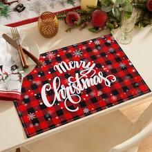 1/4/6 buc Covorașe de Crăciun roșii din seria Haig, aparținând în principal Crăciunului, covorașe de ziua de Crăciun, potrivite pentru decorarea camerei de zi cu zi, bucătăriei și mesei de petrecere, antiderapante și rezistente la căldură, covorașe de Crăciun fericite, decorațiuni pentru masa de bucătărie interioară cu tematică fermă, petreceri de familie, potrivite pentru masa de bucătărie, covorașe lavabile pentru interior/exterior, care pot șterge covorașele de masă.