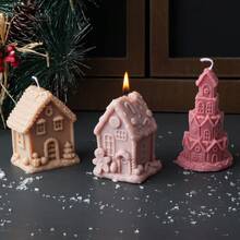 Molde de Silicone para Vela em Forma de Casa de Natal 3D, Molde DIY para Castelo, Homem de Gengibre Feito à Mão, Sabão, Gesso, Decoração de Presente e Festival de Natal
