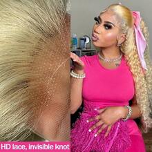 613 Lace Front Wig Human Hair 13x4 Transparent Lace 613 HD Lace Frontal Wig For Women Deep Wave Blonde Lace Front Wigs Human Hair Pre Plucked With Baby Hair 28inch - S613 - 查看 5