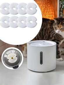 Cat Fountain Filter Cat Replacement Filter Pet Cat Water Fountain Replacement Filter - Round Dispenser Accessory, Polyester Material, Interactive Design For Cat Daily Use For Interactive Cat Fountain Accessory